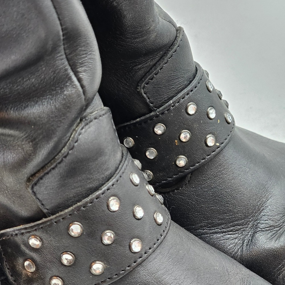 Harley-Davidson Womens Black Leather Studded Harness Biker Boots 84359 Size 9.5 - Picture 9 of 11